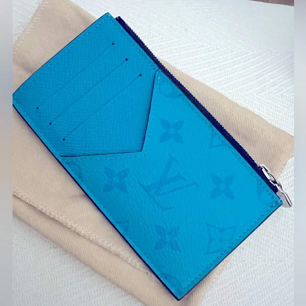 Louis Vuitton Taigarama Blue Wallet Card Holder Coin